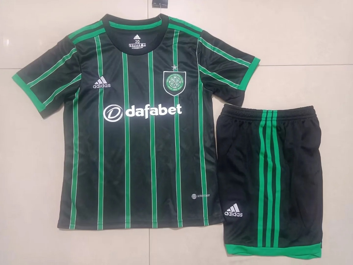 Kids-Celtic 22/23 Away Black/Green Soccer Jersey